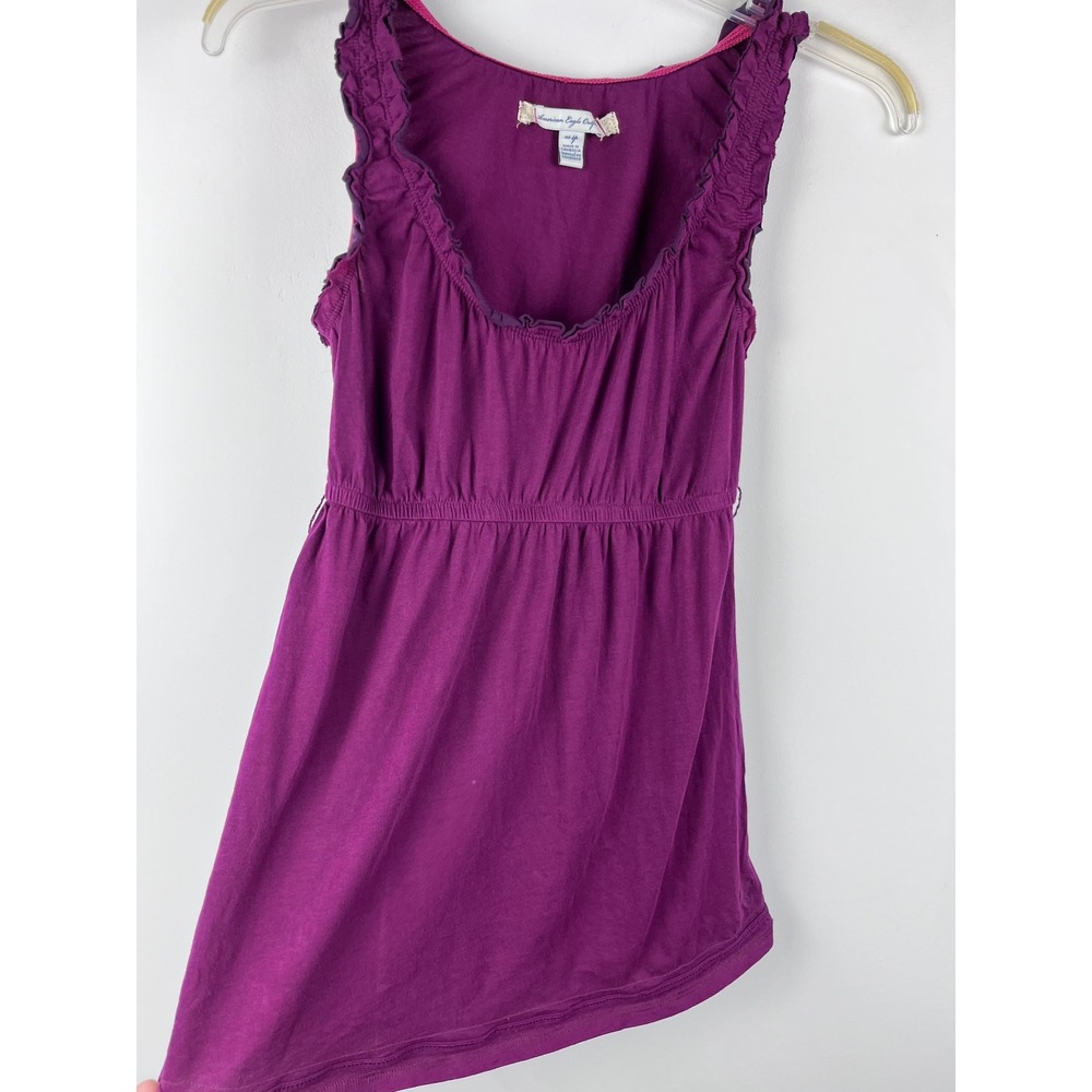 American Eagle Outfitters Y2K Purple Ruffle Tunic Top Womens XS
